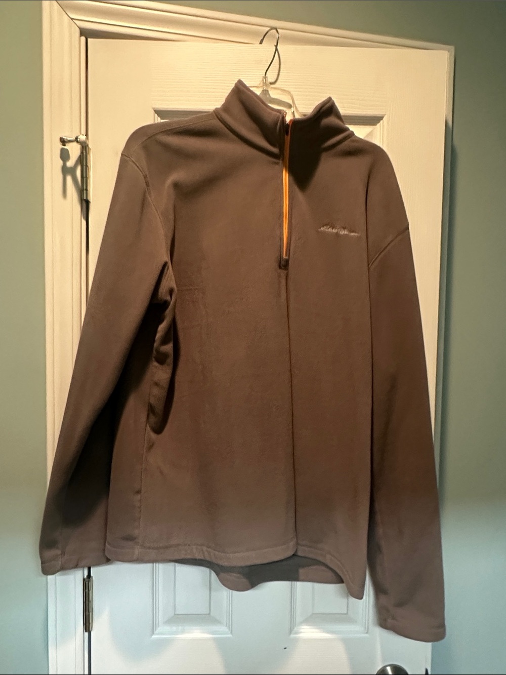 Eddie Bauer Brown Quarter-Zip Fleece with Orange Zip